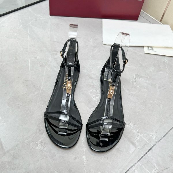 Gucci White bamboo leather sandals