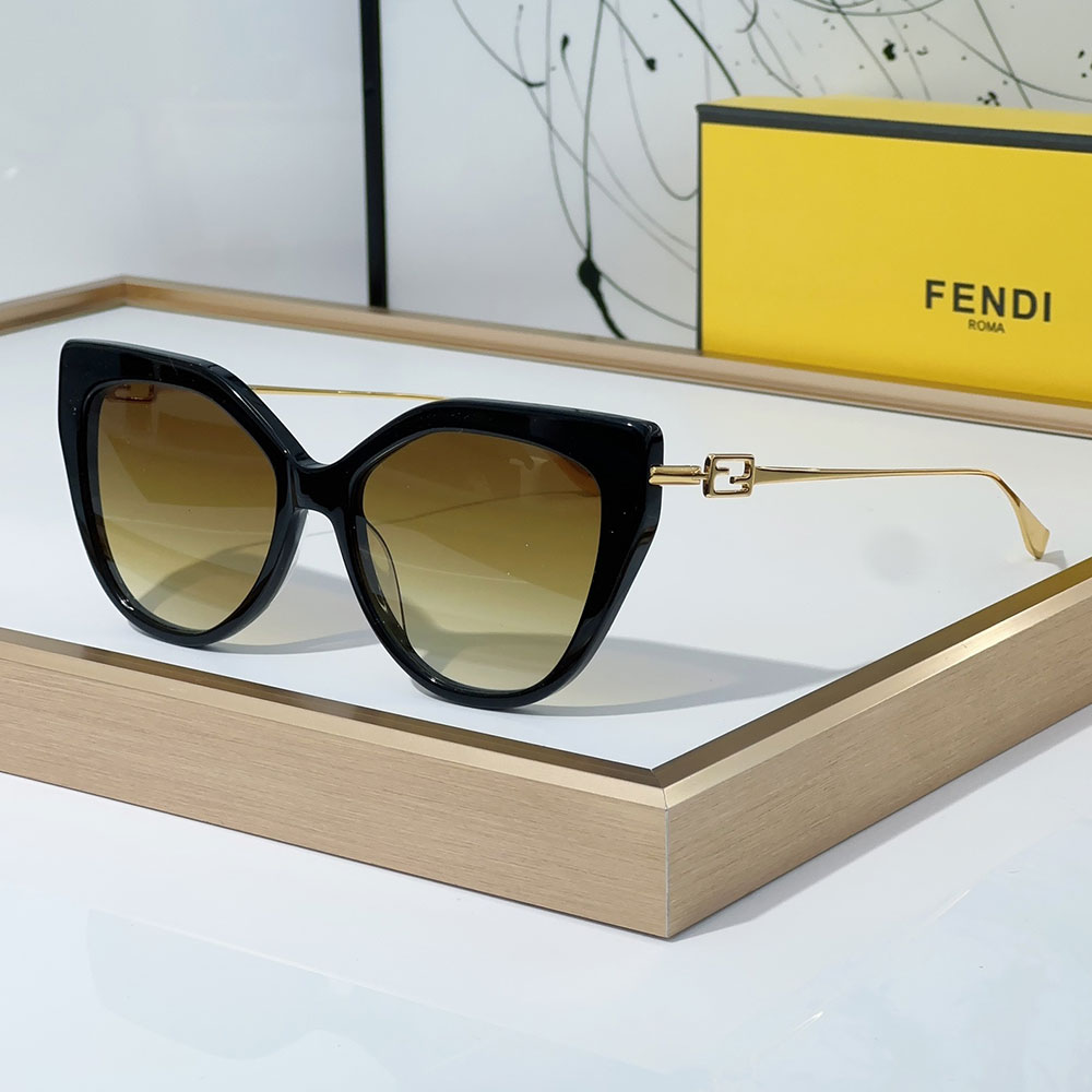 Fendi  Thin-framed Sheet Metal on The Sides Sunglasses Top quality - Image 2