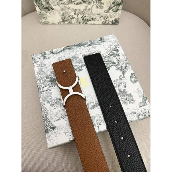 Dior cowhide and bottom leather, palladium plated pure steel buckle 35MM
