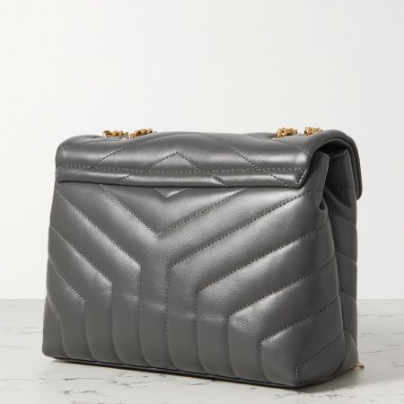 SAINT LAURENT YSL Loulou small quilted leather shoulder bag grey - Image 4