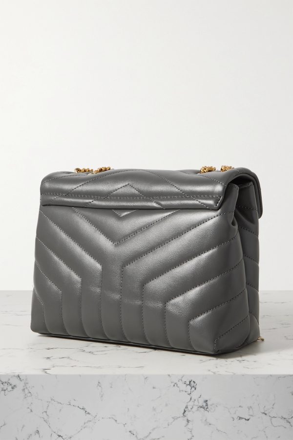 SAINT LAURENT YSL Loulou small quilted leather shoulder bag grey