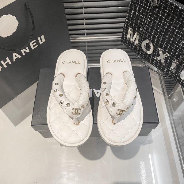 Chanel Interlocking CC Logo Flip-Flops