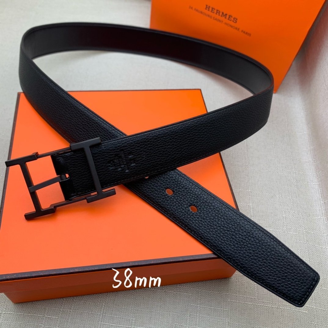 Hermes H Belt Buckle & Reversible Black For Women, Women Belt 380MM - Image 1