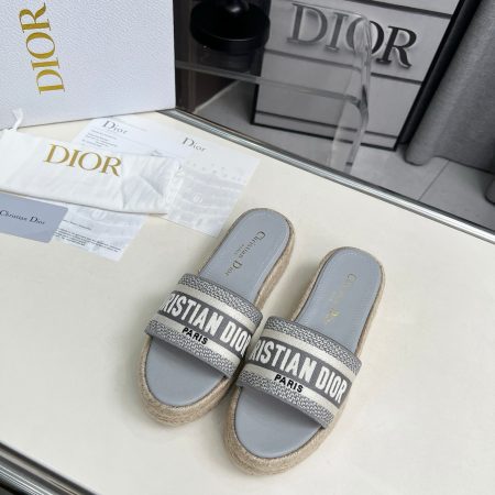 Dioriviera Dway Platform Slides embroidered cotton - Image 2