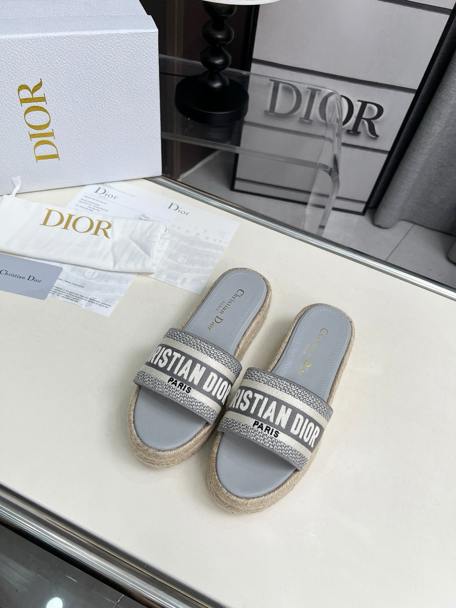 Dioriviera Dway Platform Slides embroidered cotton - Image 2