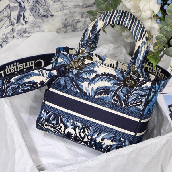 Dior The LADY D-LITE Bag Blue Dior Palms Embroidery M0565OREU_M928