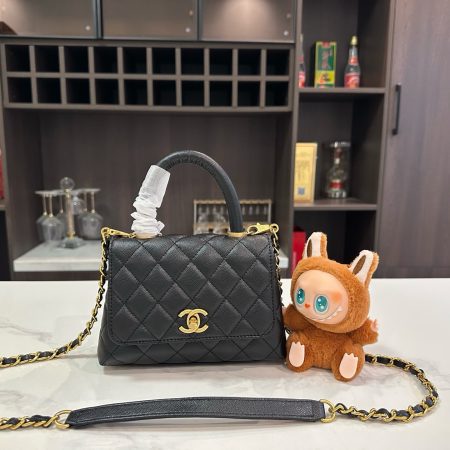 Chanel Quilted Caviar Mini Coco Top Handle Flap Bag - Image 3