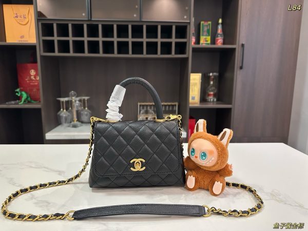 Chanel Quilted Caviar Mini Coco Top Handle Flap Bag