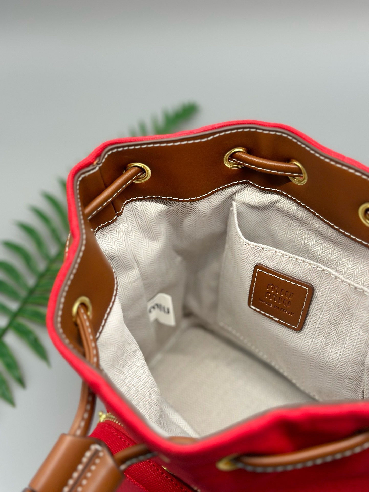 Miu Miu Canvas and Leather Backpack - Image 8