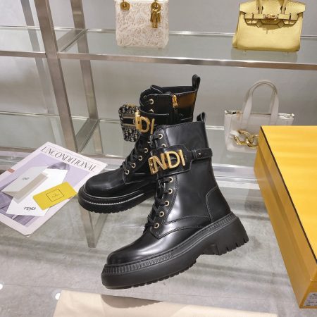 Fendi Fendigraphy Signature Logo Cuff Boots - Image 6