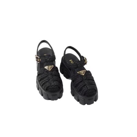 Prada Monolith Fabric Knit Buckle Slide  Sandal - Image 2