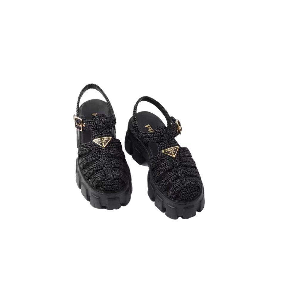 Prada Monolith Fabric Knit Buckle Slide  Sandal - Image 2