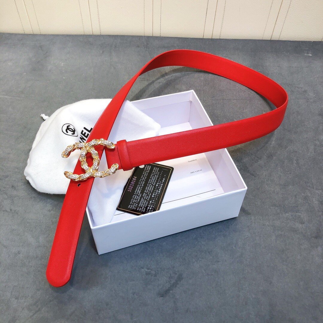 Chanel Belt With Double C Buckle Red Women Belt 30MM - Image 1