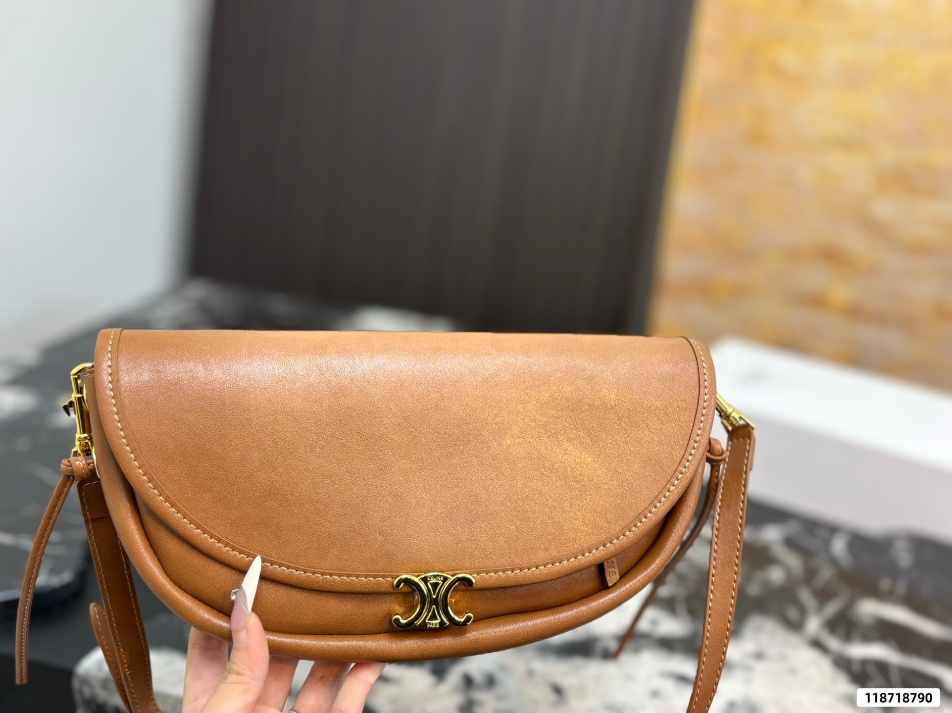 Céline Soft Triomphe Half-Moon Bag - Image 3