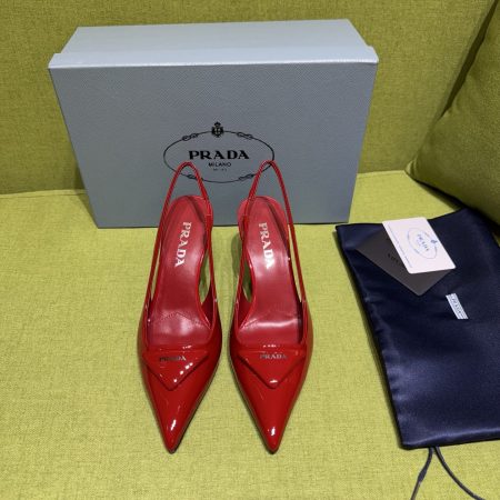 Prada Patent Leather Slingback Heeled Pumps - Image 5