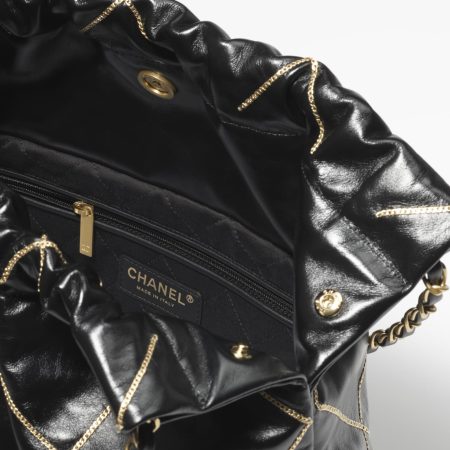 CHANEL 22 HANDBAG Shiny Calfskin & Gold-Tone Metal Black - Image 2