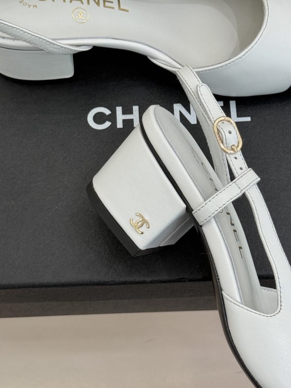 Chanel Black and White Slingback Heels