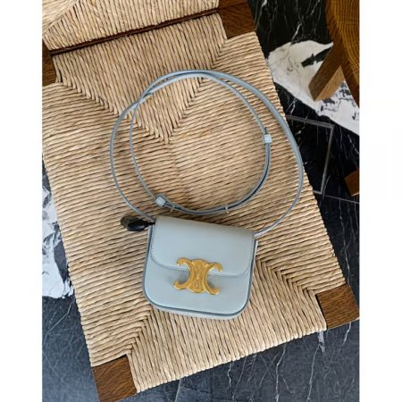 CELINE MINI TRIOMPHE IN SHINY CALFSKIN Blue - Image 3