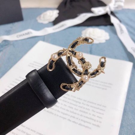 Chanel Belt With Double C Buckle Black Gold Toned Hardware Women Belt 30MM - Image 4