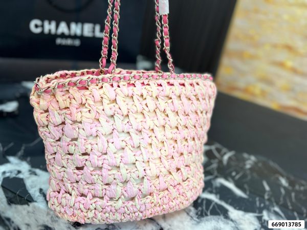 Chanel 23P Chain-Handled Woven Bag