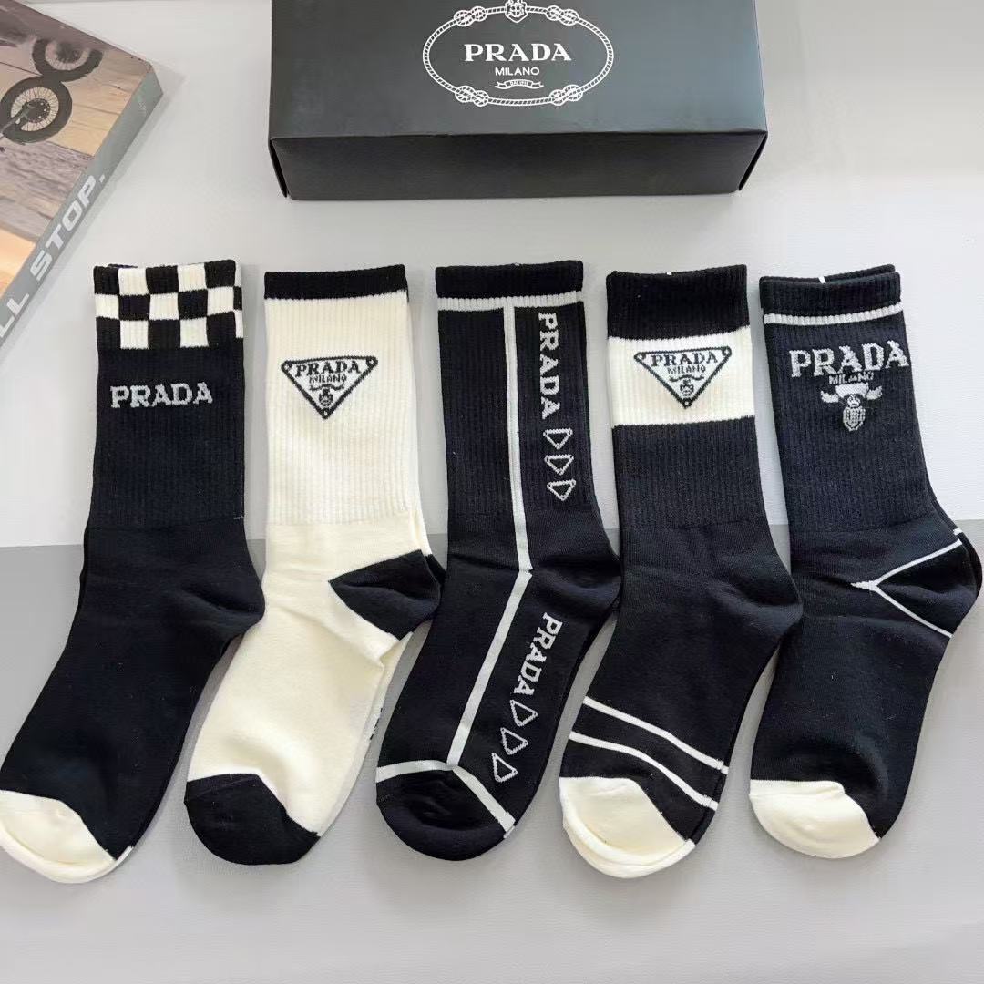 Prada Knee-High Socks [5 pairs per box] - Image 1
