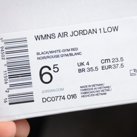 Jordan 1 Low Black White Gym Red (W) DC0774-016 - Image 7