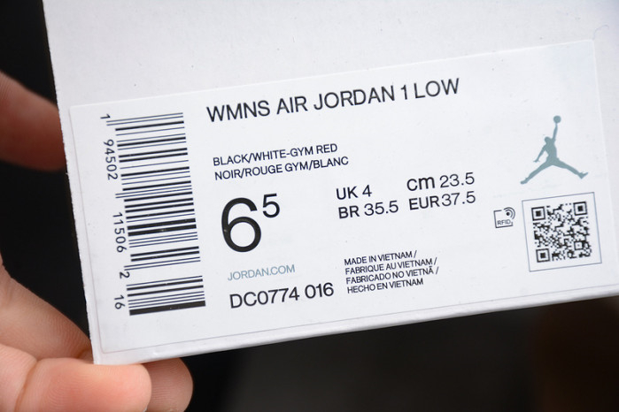 Jordan 1 Low Black White Gym Red (W) DC0774-016 - Image 7
