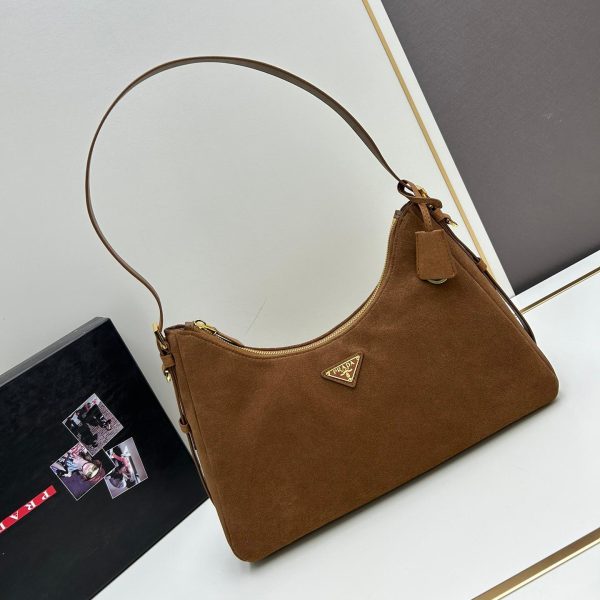 Prada Aimée Medium Suede Shoulder Bag
