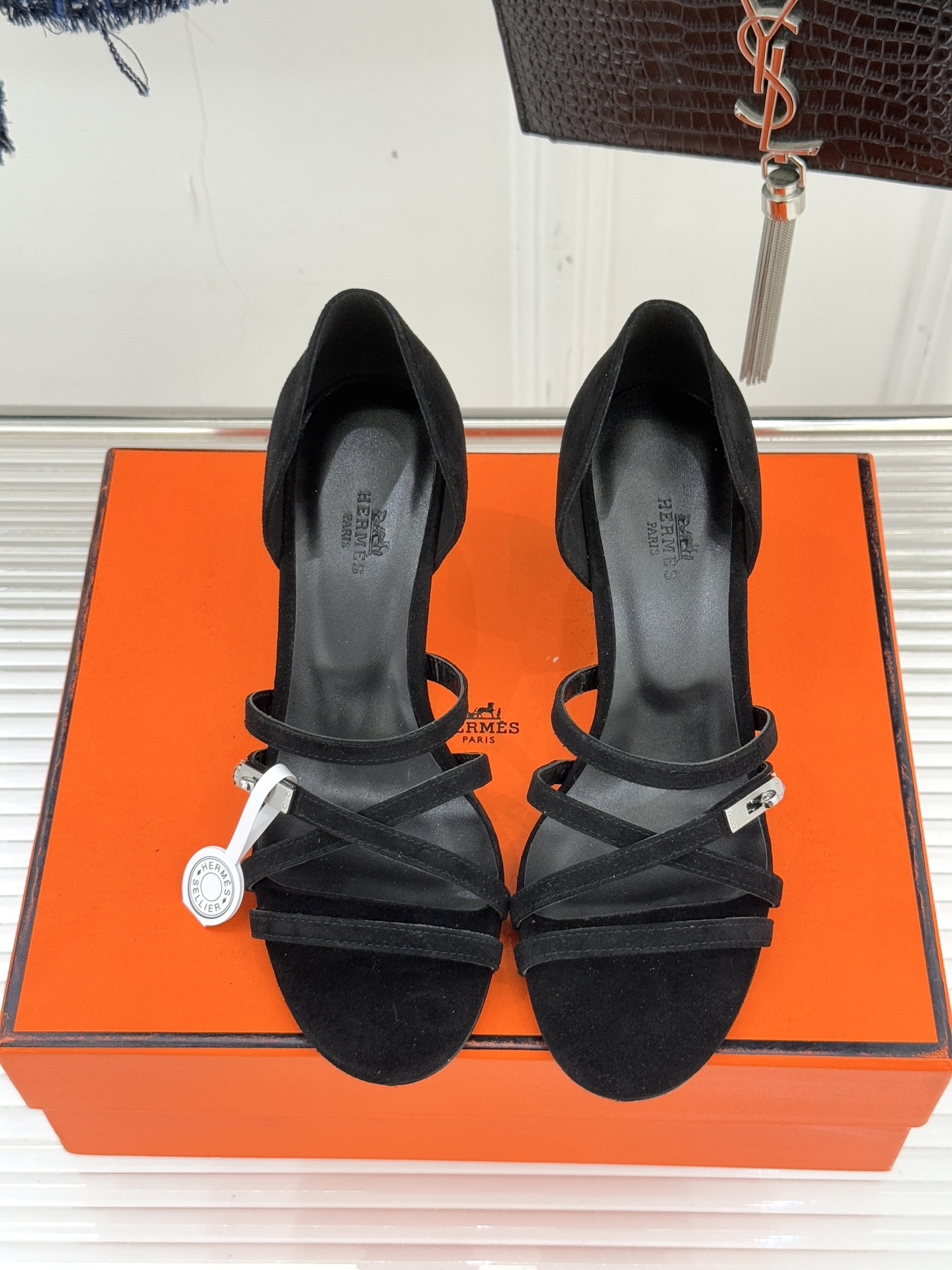 Hermès Kelly Buckle Thin-Strap Kitten-Heel Sandals - Image 4