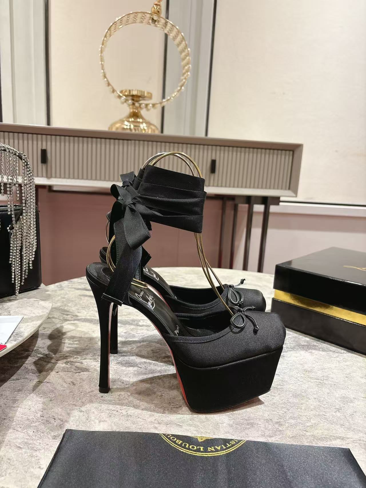 Christian Louboutin Cassia Lace Up Alta High Heels - Image 6
