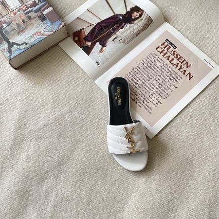 YSL 26P Embroidered Letter Flat Sandals - Image 3