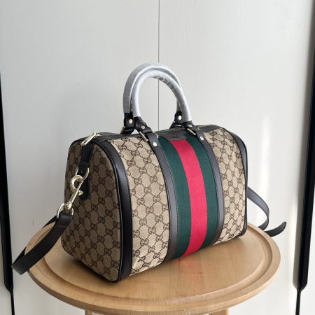 Gucci Canvas Boston Tote Bag - Image 4