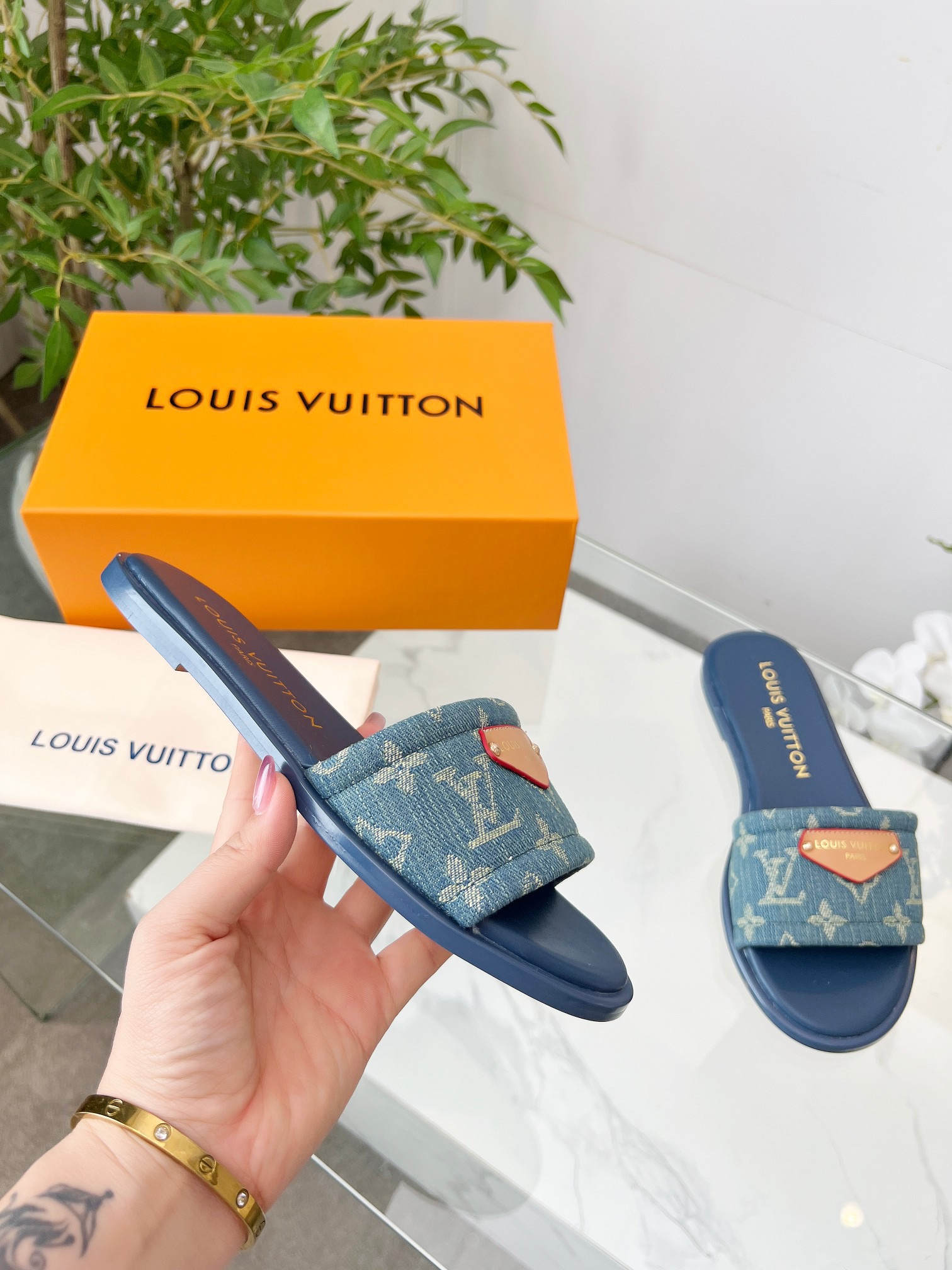 LV Denim Classic Printed Sandals - Image 6
