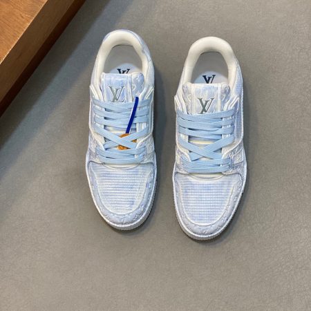 LV Trainer Croc-Embossed Denim Sneaker - Image 10