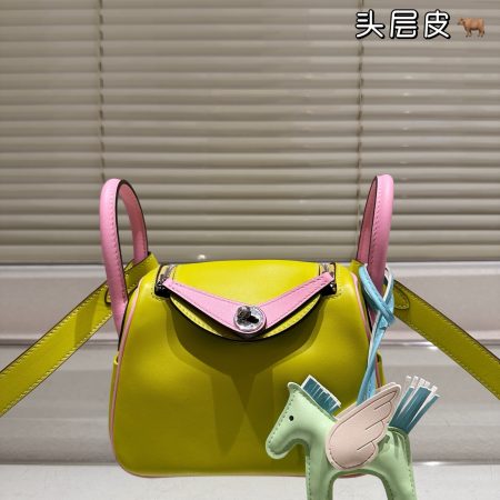 Hermes mini Lindy colorblocked silver buckle bag - Image 3