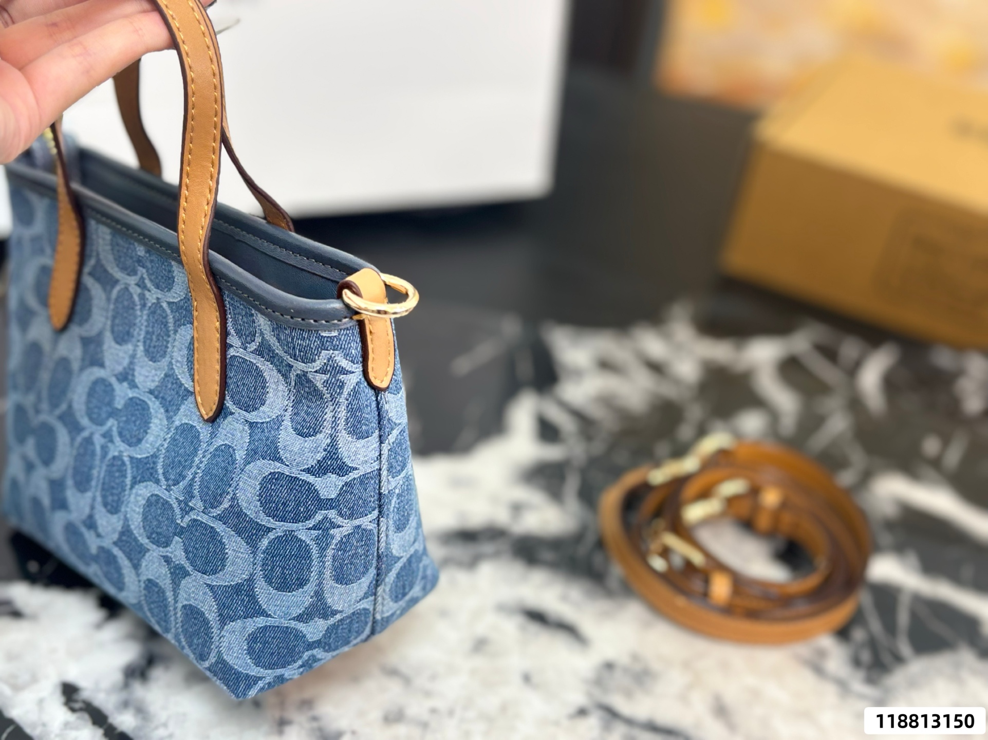Coach Laurel 19 Denim Tote Bag - Image 3