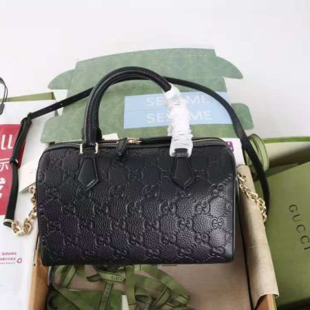 Gucci GG Emblem Medium Boston Black Top Quality - Image 1
