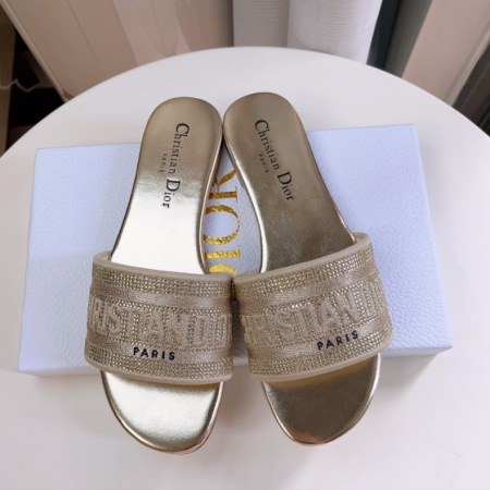 Dior DWAY Slide Slipper Sandals With Diamonds - Image 4