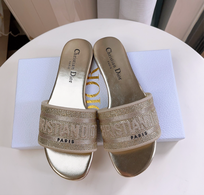 Dior DWAY Slide Slipper Sandals With Diamonds - Image 4