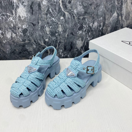 Prada Monolith Fabric Knit Buckle Slide  Sandal - Image 6