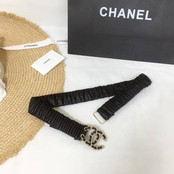Chanel Belt With Double C Buckle Black Gold-Tone Metal and Strass Women Belt 30MM