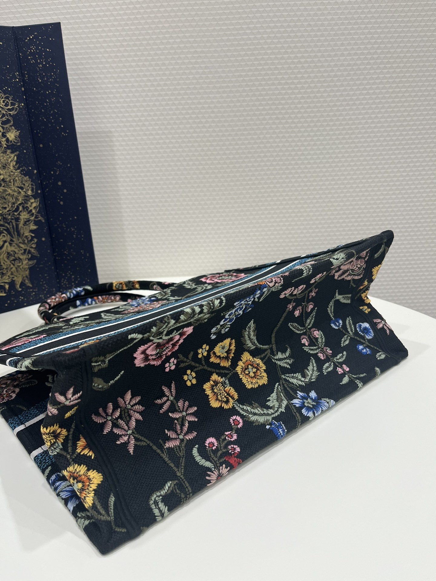 Dior Book Tote Medium Black Multicolor DiorPetitesFleurs Embroidery - Image 2
