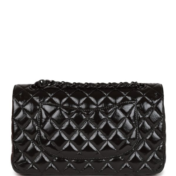 Chanel Classic Flag Bag Medium Classic Double Flap Bag SO Black Crumpled Calfskin Black Hardware