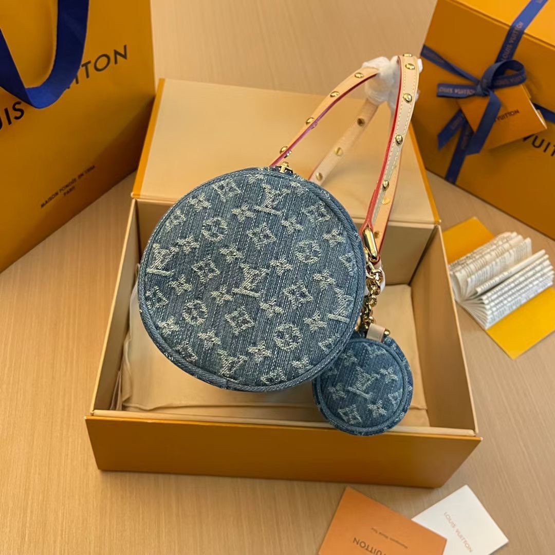 LV PAPILLON Denim Handbag - Image 4
