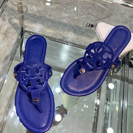 Tory Burch Leather Metal Double T Logo Flip-flops Sandals Slide - Image 23