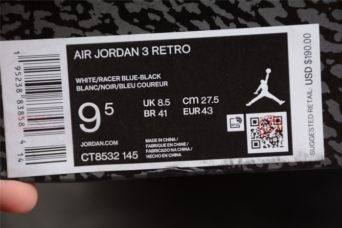 Air Jordan Retro 3 Racer Blue CT8532-145 - Image 11