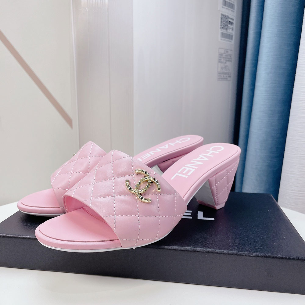 Chanel Lambskin Slide Heels - Image 4