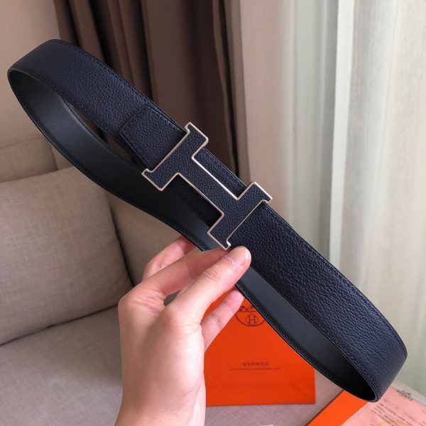 Hermes H Guillochee Belt Buckle & Reversible Strap Black For Women, Women Belt 380MM