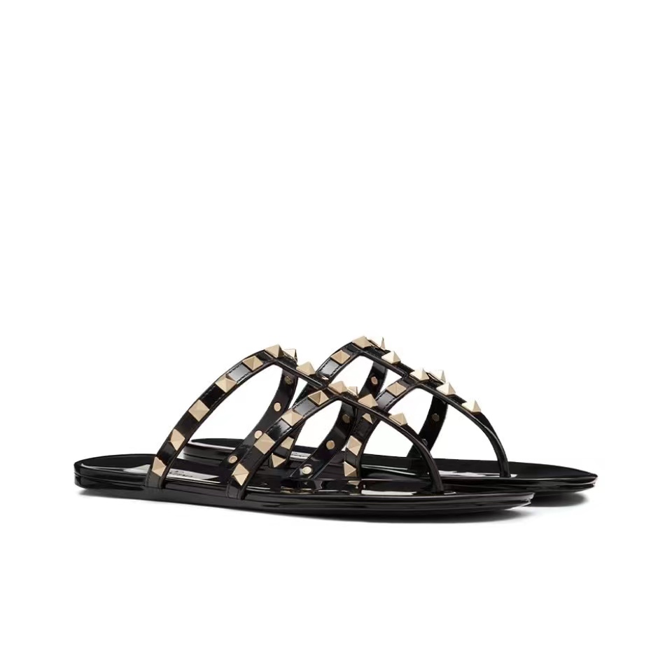 Valentino Rockstud Rubber Flat Flip Flops Slide Sandal - Image 1