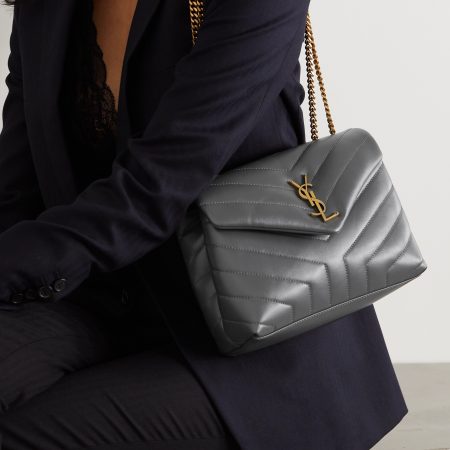 SAINT LAURENT YSL Loulou small quilted leather shoulder bag grey - Image 5